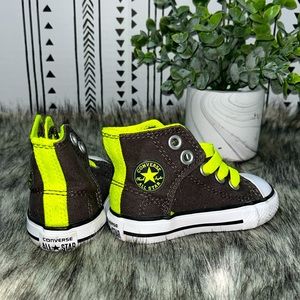 Gray and Lime High Top Converse